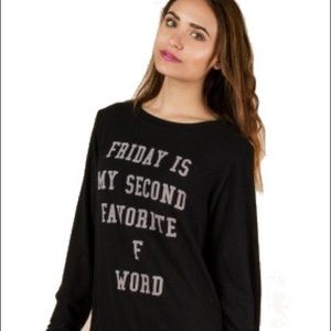 Friday Is My Second Favorite F Word Black Crew Neck Sweater